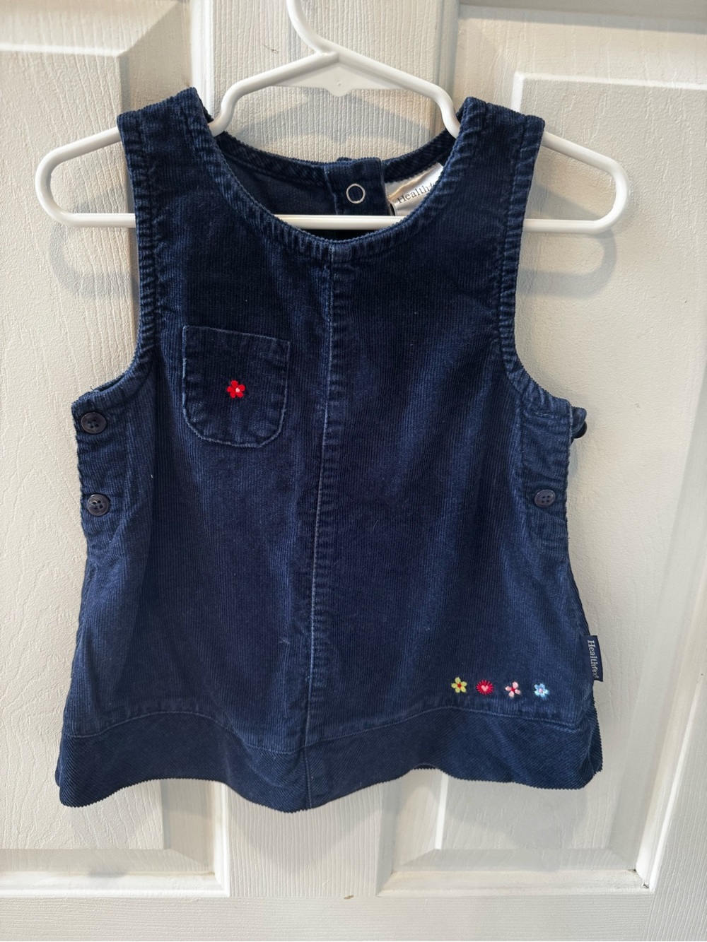 healthtex Navy Corduroy Dress Jumper with Tiny Flower Embroidery
